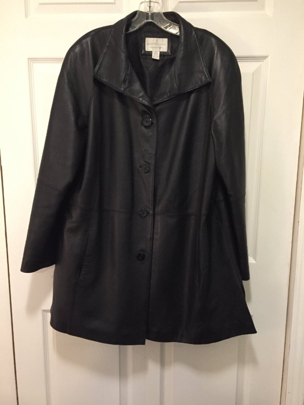 Worthington Genuine Lambskin Leather Coat Black Jacket Mid Womens XL Soft Lined